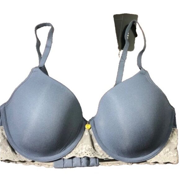Natori Bliss Perfection Full Cover Lace Anchor/Ash Blue Bra 34C - Picture 7 of 10